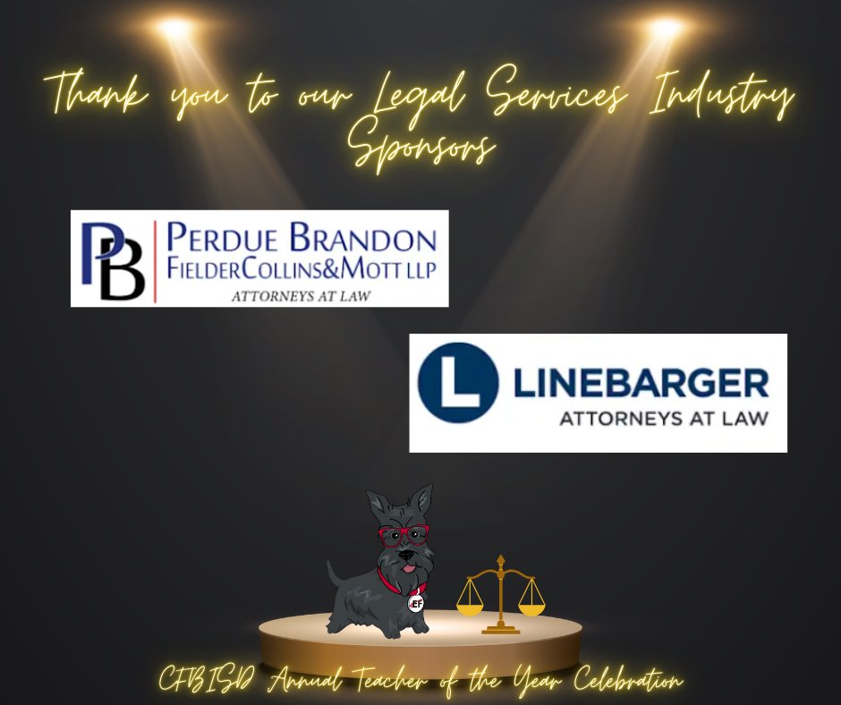 CFBEducationalFoundation (@cfbisdef) on Twitter photo Our sincere gratitude to our legal services donors! Thank you for supporting the 2025 CFBISD Teacher of the Year event!  Visit our website to learn more about our mission and this great event: cfbisd.edu/community/educ… 
pbfcm.com/index.html
lgbs.com Our sincere gratitude to our legal services donors! Thank you for supporting the 2025 CFBISD Teacher of the Year event!  Visit our website to learn more about our mission and this great event: cfbisd.edu/community/educ… 
pbfcm.com/index.html
lgbs.com