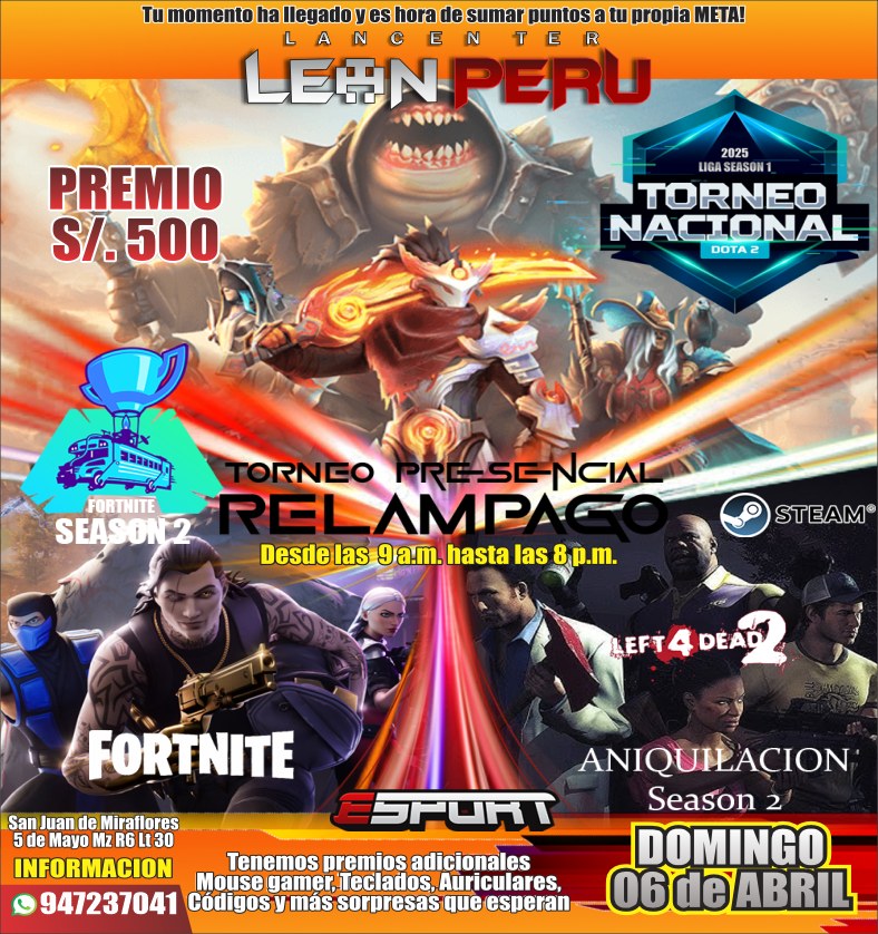 LeonPeruStore's tweet image. 📷 𝗧𝗢𝗥𝗡𝗘𝗢 𝗡𝗔𝗖𝗜𝗢𝗡𝗔𝗟 𝗥𝗘𝗟𝗔𝗠𝗣𝗔𝗚𝗢: 𝗟𝗜𝗠𝗔-𝗣𝗘𝗥𝗨
Llega este esperado 𝗧𝗢𝗥𝗡𝗘𝗢 𝗡𝗔𝗖𝗜𝗢𝗡𝗔𝗟 𝟮𝟬𝟮𝟱 a nuestro LAN CENTER LEONPERU SJM en 𝗠𝗢𝗗𝗢 𝗣𝗥𝗘𝗦𝗘𝗡𝗖𝗜𝗔𝗟.