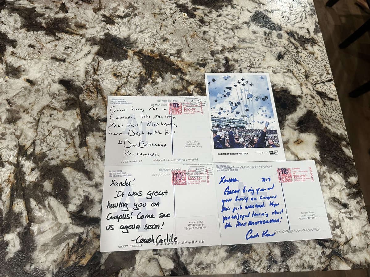 Xander Shaw (@xander_shaw53) on Twitter photo Appreciate <a href="/AF_FBRecruiting/">Air Force Football Recruiting</a> and their staff for the hand written letters!! Had a great time at their Junior Day a few weeks ago and can’t wait to get out there again! <a href="/CoachStubbs/">Taylor Stubblefield</a> <a href="/CoachAlexMeans/">Alex Means</a> <a href="/CoachWyatt_/">Fred Wyatt</a> #BoltBrotherhood ⚡️ Appreciate <a href="/AF_FBRecruiting/">Air Force Football Recruiting</a> and their staff for the hand written letters!! Had a great time at their Junior Day a few weeks ago and can’t wait to get out there again! <a href="/CoachStubbs/">Taylor Stubblefield</a> <a href="/CoachAlexMeans/">Alex Means</a> <a href="/CoachWyatt_/">Fred Wyatt</a> #BoltBrotherhood ⚡️