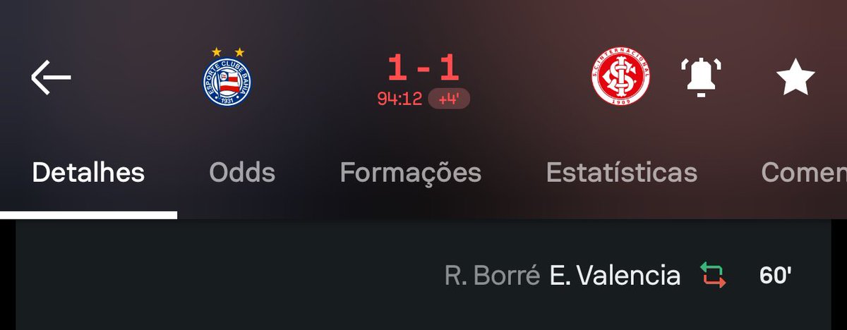 Petição pra SuperBet contar na boa fé o GREEN do gol do Valência que entrou no lugar do Borré!

🙏🙏🙏