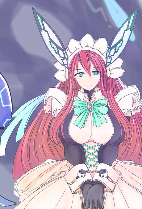 ちょっとフォロワーさんに聞きたいんですが、このメイドキャラのカチューシャの横のひし形っぽいメカパーツのデザインって1枚目か2枚目かどっちが好きとか教えてほしいです。 