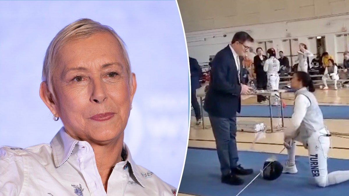 FoxNews's tweet photo. Tennis legend @Martina Navratilova 'fuming' after female fencer punished for refusing to take on trans athlete🧵 https://t.co/oxM6Abv1uh
