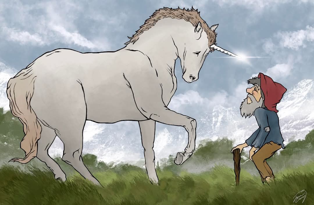 A Chance Encounter- ink on paper (2020), digital color (April, 2025)

#art #unicorn #artwork #ArtistOnTwitter #jasoncaseyart