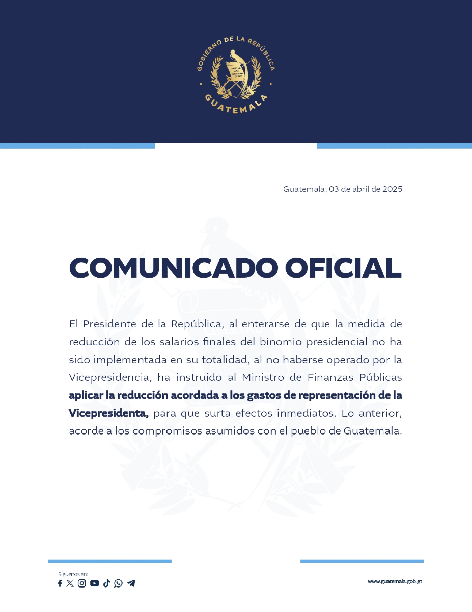 #Comunicado | El Gobierno de Guatemala informa: