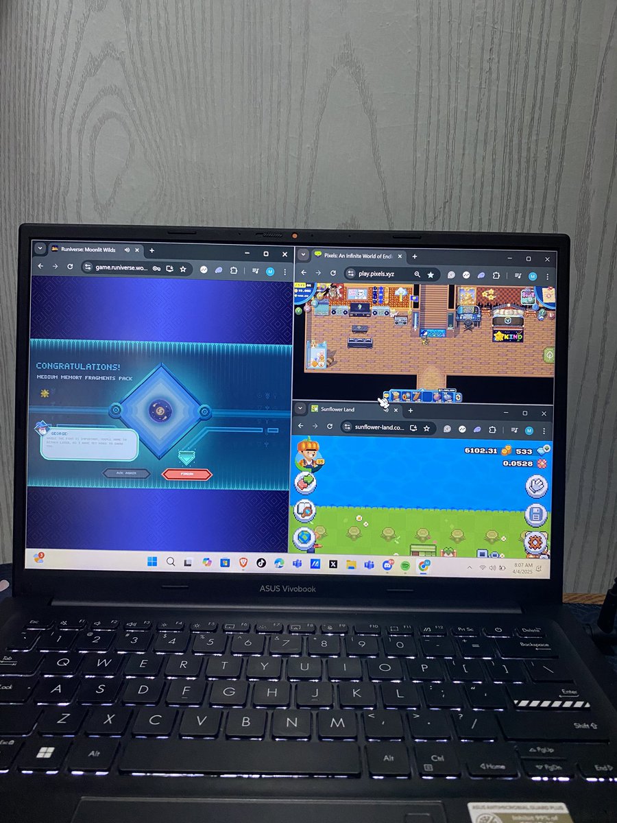 Good morning 🌞 
<a href="/RuniverseGame/">The Forgotten Runiverse</a> <a href="/pixels_online/">Pixels</a> <a href="/0xSunflowerLand/">Sunflower Land</a> 
Grind + hustle = happiness