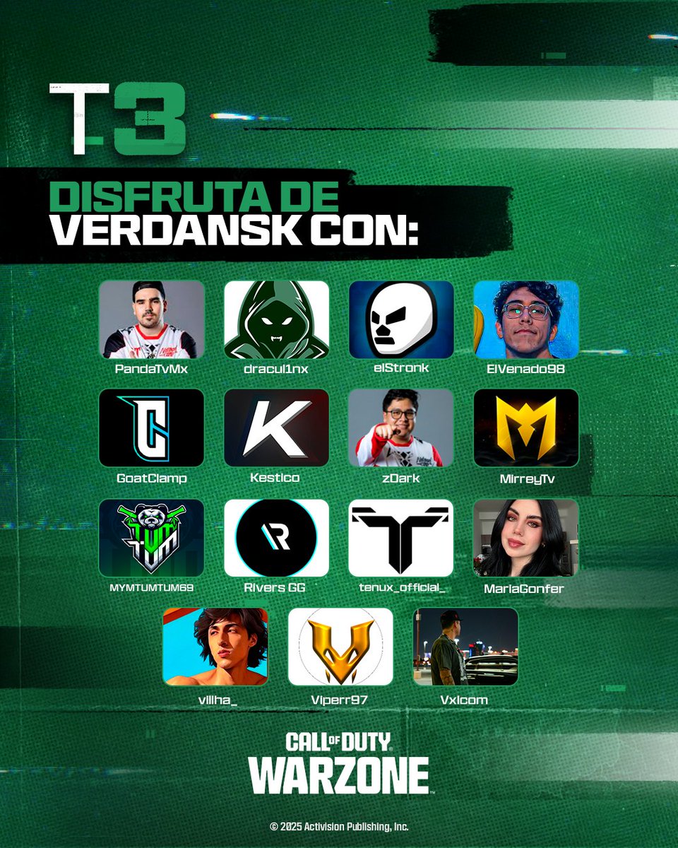 Verdansk regresó y ellos lo saben 🪂

Disfruta de la Temporada 3 junto a tu creador favorito, y gana algunas recompensas en Twitch mientras tanto. 

#VerdanskReturns