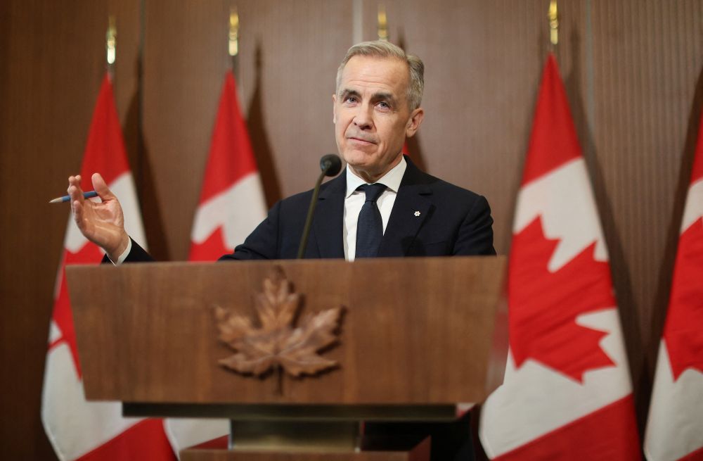 nationalpost's tweet photo. Terry Newman: Mark Carney, put your elbows down https://t.co/JTiHn4ydnu https://t.co/InZ8u6J7r8