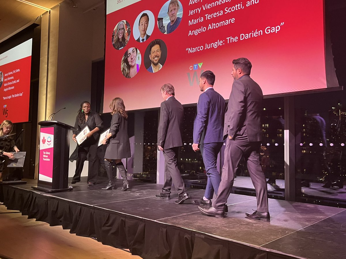 Congratulations to <a href="/avery_haines/">Avery Haines</a>, ​​<a href="/Eric_Szeto/">Eric Szeto</a>, Maria Teresa Scotti, <a href="/Jerryvi6/">Jerryvi</a> and Angelo Altomare of <a href="/CTVW5/">CTV W5</a> on winning the 2025 Canadian Hillman Prize for their harrowing portrait of migration through the Darién Gap.