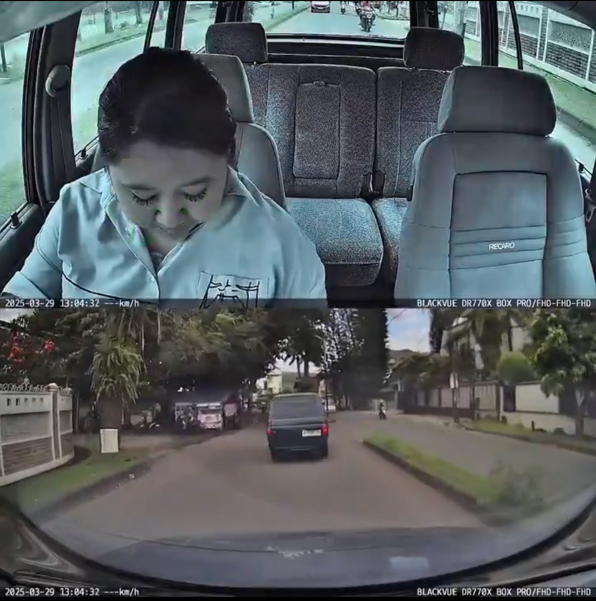 Gak ada dodol, pas mau nabrak si mbak astri ini kagak liat, dia liat ke hp. Mobil depan udah deket gitu.