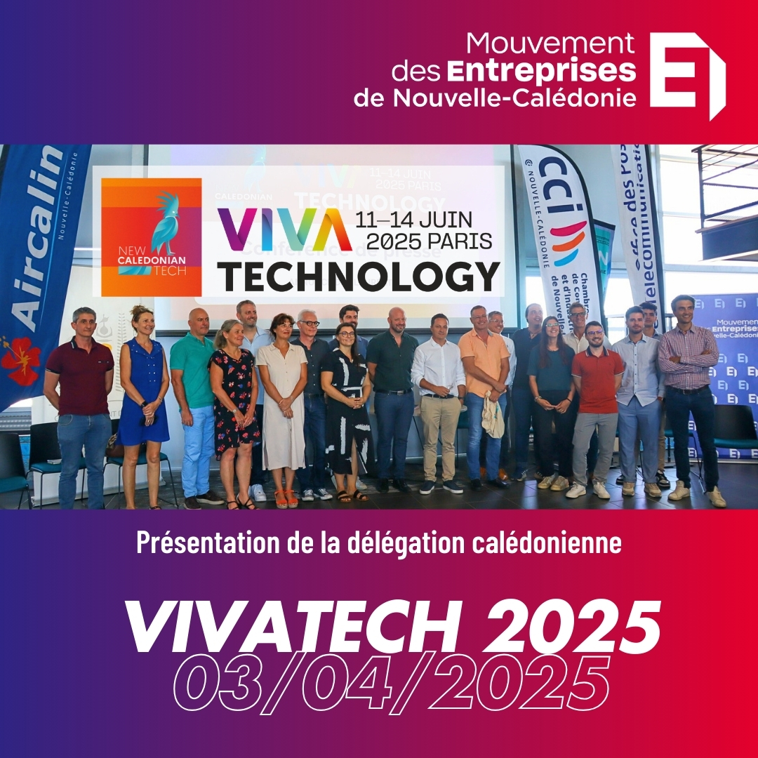 🚀 Le <a href="/MedefNC/">MEDEF-NC</a> est fier de soutenir la délégation #NewCaledonianTech à #VivaTech 2025, le + grand salon de l’innovation 🌍🤖
🎉 8 startups calédoniennes sélectionnées : Ollos, Testeum, Visioon, Biifor, Optimal RH, Prospeak AI, OPS Insight &amp; Firetracking 🔥 #TechNC #IA