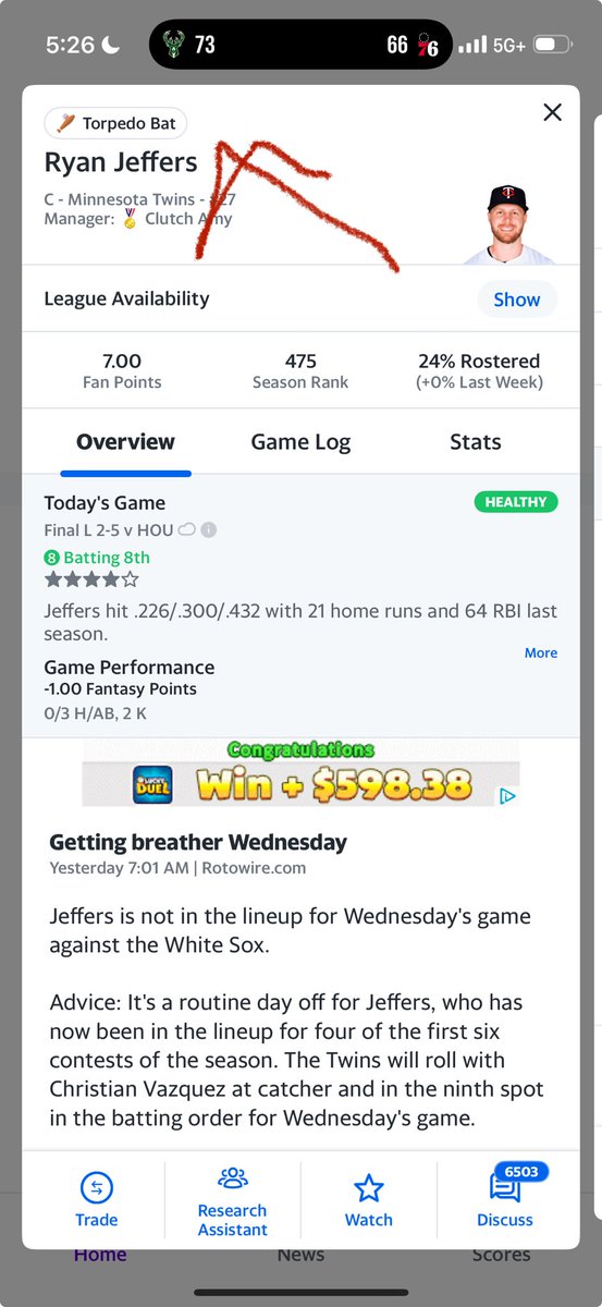 We added a few Torpedo Bat signals in the ⁦<a href="/YahooFantasy/">Yahoo Fantasy Sports</a>⁩ app. #torpedobat ⁦<a href="/MLB/">MLB</a>⁩