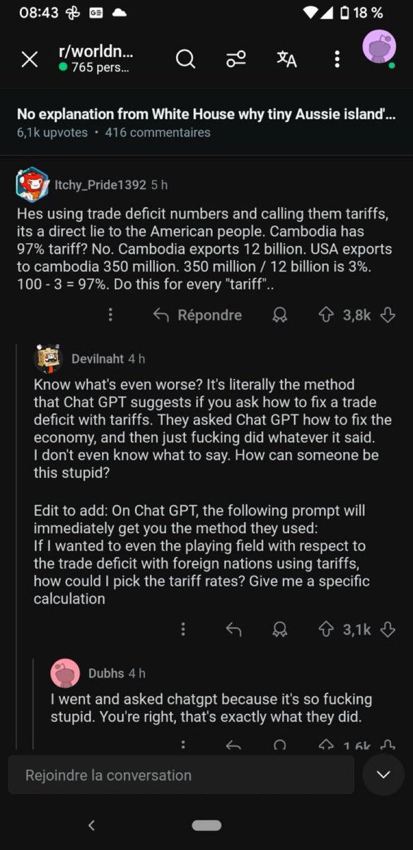 Literally these idiots used chat GPT for tariffs.

Seriously 

I just.  Wow