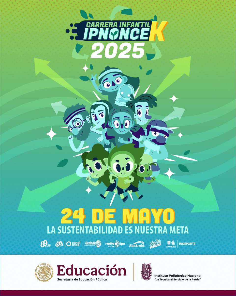📣 Comienza ya tu entrenamiento porque se acerca la #CarreraIPNOnceK2025 para niños y adultos. Te esperamos este 24 y 25 de mayo respectivamente, en esta tradicional fiesta deportiva en la que la sustentabilidad es nuestra meta. 🏃‍♀️🏃

Inscríbete en ipn.mx/sse/