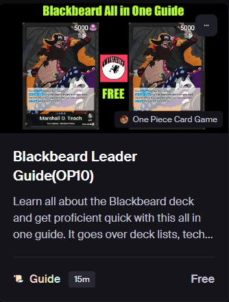 AwakenedTCG's tweet photo. Here it is! Blackbeard GUIDE! I want to emphasize these free guides are simple and wont teach you how to play a matchup turn by turn but will give you enough info to get your feet wet and get to work. 
Guide: https://t.co/eiofynE6jW https://t.co/oWye2dA671