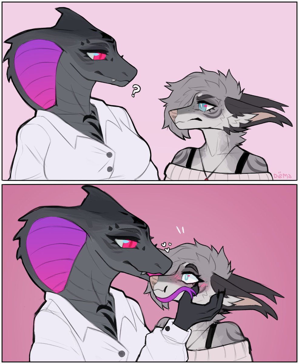 Snake kiss is......peculiar.

#furry #snake #art #comic