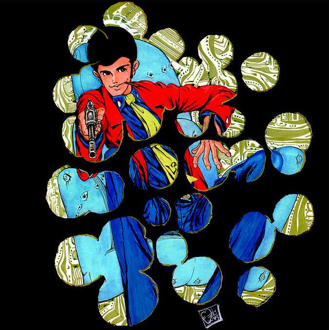 『LUPIN THE IIIRD THE MOVIE 不死身の血族』のティザービジュアルでも描かれているが、この弾痕ごしに見た構図というのはモンキー・パンチ先生が得意としていた構図で、何度も描かれている。
#LUPINTHEIIIRDTHEMOVIE #不死身の血族 #ルパン三世 