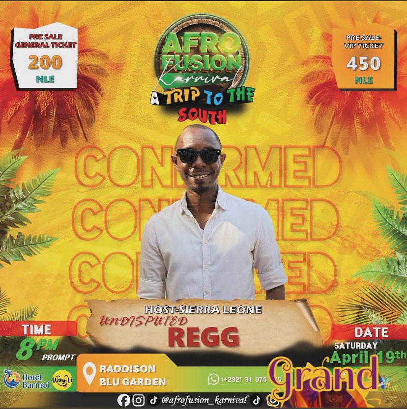 UndisputedReg's tweet image. I'll be host @afrofusionkarnival @radissonblu on the 19th April 2025. Come out let's have some fun with a trip to the south! Undisputed you know i bring the vibe! 
Get ur tickets now!