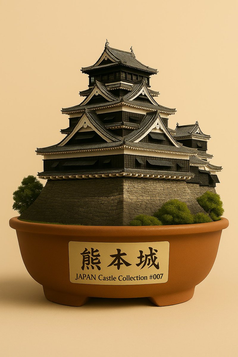 bonsai_castle's tweet photo. 【#007 熊本城】
黒き城郭、揺るがぬ威容。
盆栽鉢の中にも宿る、名将の誇り。

#JAPANCastleCollection
#ミニチュア #ジオラマ #熊本城 #日本の城
#掌の上の世界 #お城好きと繋がりたい https://t.co/mpO2dOAK7H