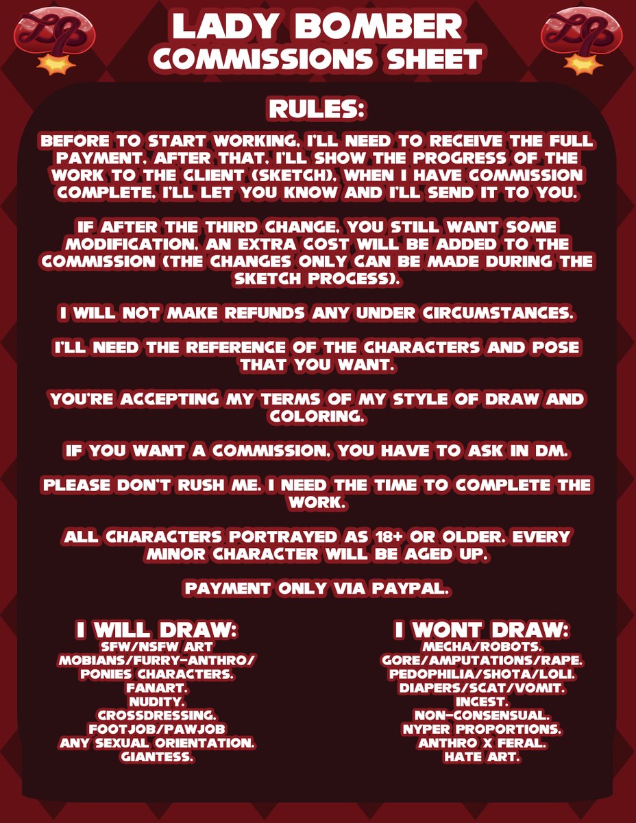 APRIL COMMISSIONS OPEN!

🍒Only 10 slots!🍒
If you're interested, please send me a DM.

I would really appreciate it if you🔁this🍑