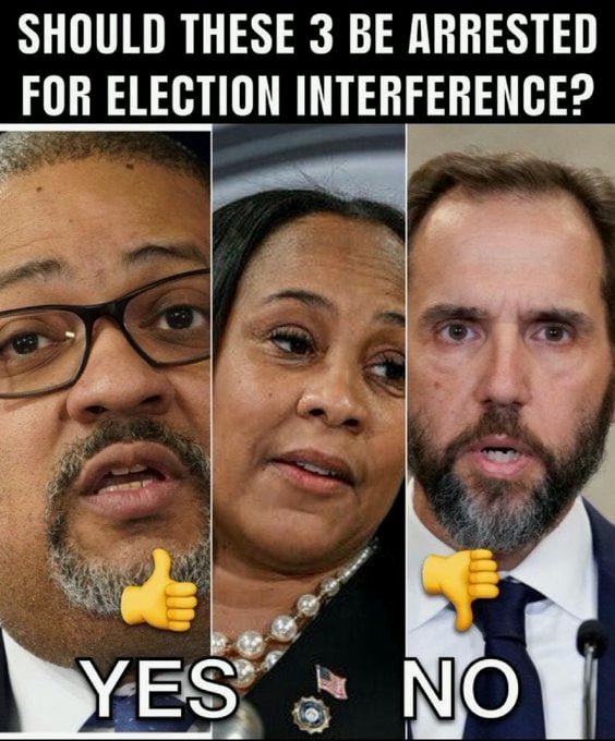 🚨BE HONEST:

Should these 3 be arrested for Election Interference? 

Yes or No?