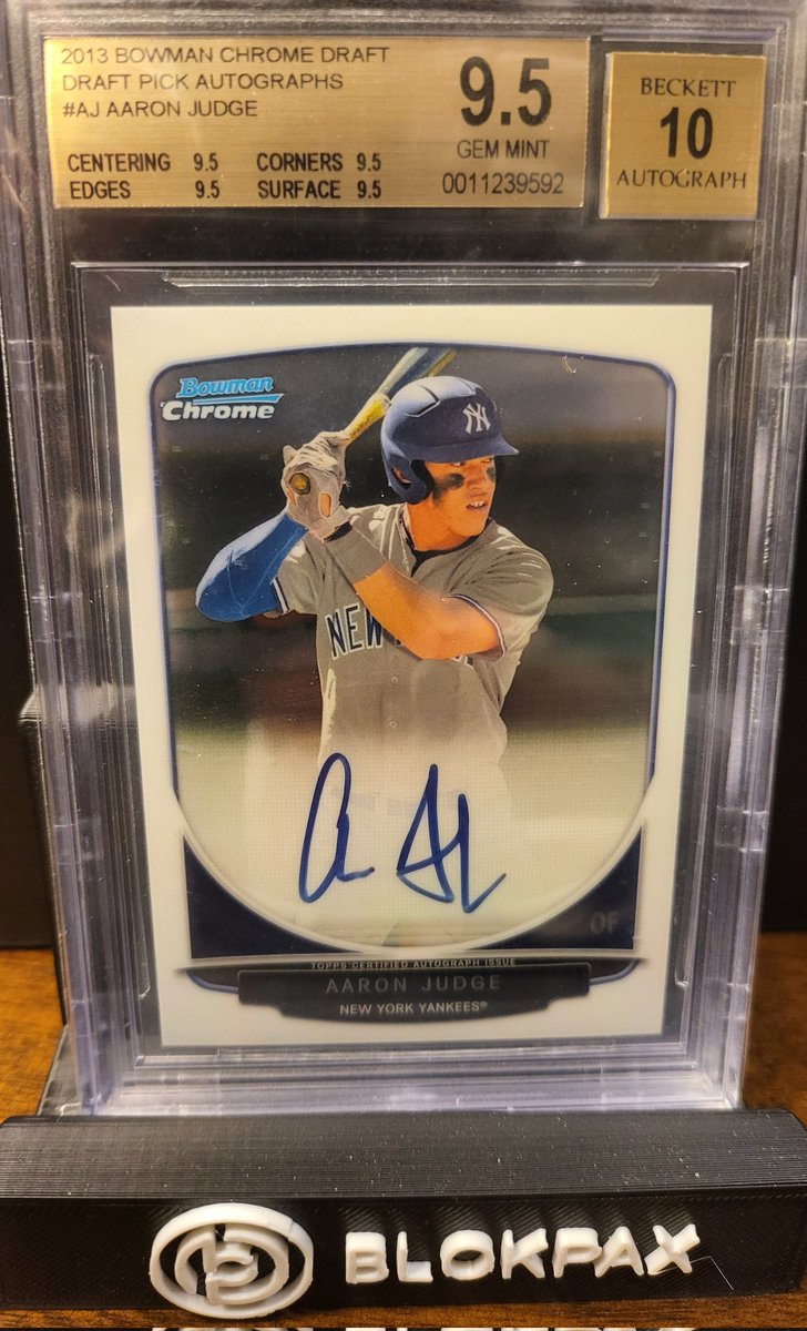 #82 of 365 days of #'d or autograph cards

2013 Aaron Judge 
Bowman Chrome Auto

Bringing the heat here in April with MLB in full swing

Comment, repost, or like to be eligible

1 card posted this month will be FREE on 4/30

Does Judge lead MLB in HR in 25?

#whodoyoucollect