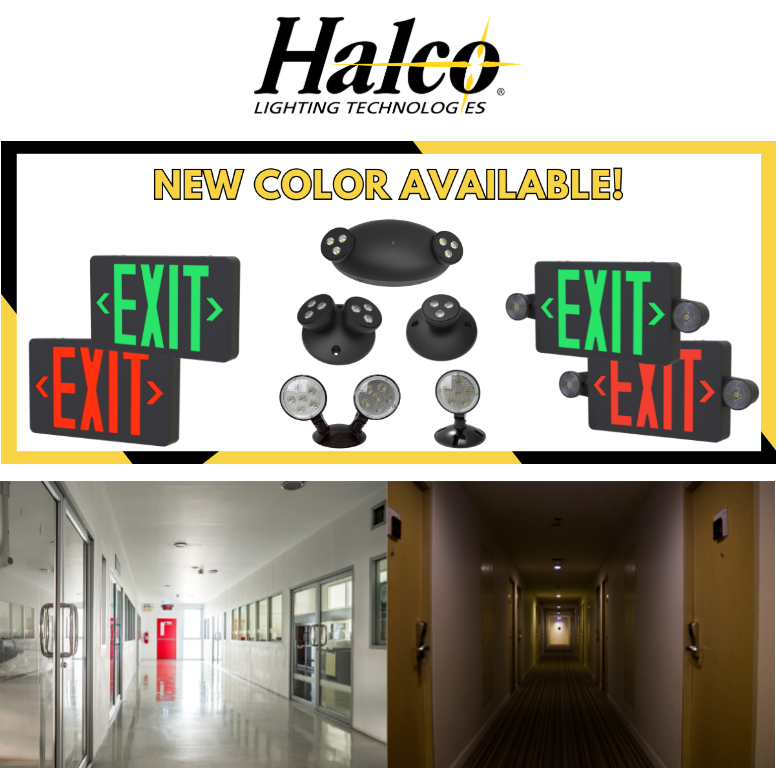 MarvelLighting's tweet photo. Black is the new black. 🖤 Thermoplastic emergency remote heads, battery packs, and exit signs by @HalcoLighting now available in black. https://t.co/xdKlOHM70y https://t.co/ie3ozWKS0q