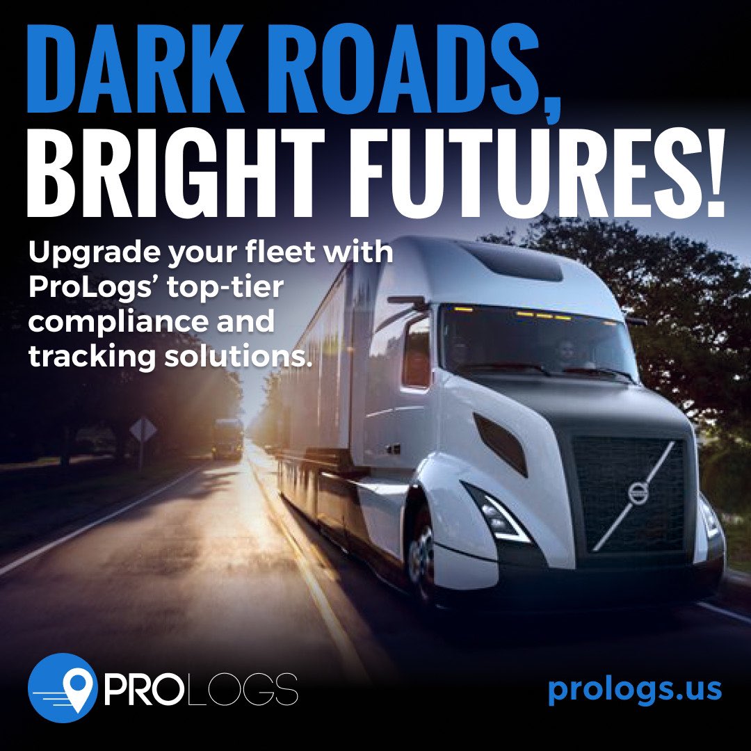 prologs_eld's tweet image. Dark roads, bright futures! 🌙✨ Upgrade your fleet with ProLogs’ top-tier compliance and tracking solutions. Stay on the road, stay efficient, and drive your business forward. Learn more at prologs.us. #ProLogs #FleetTracking #SmartTrucking #ComplianceMatters