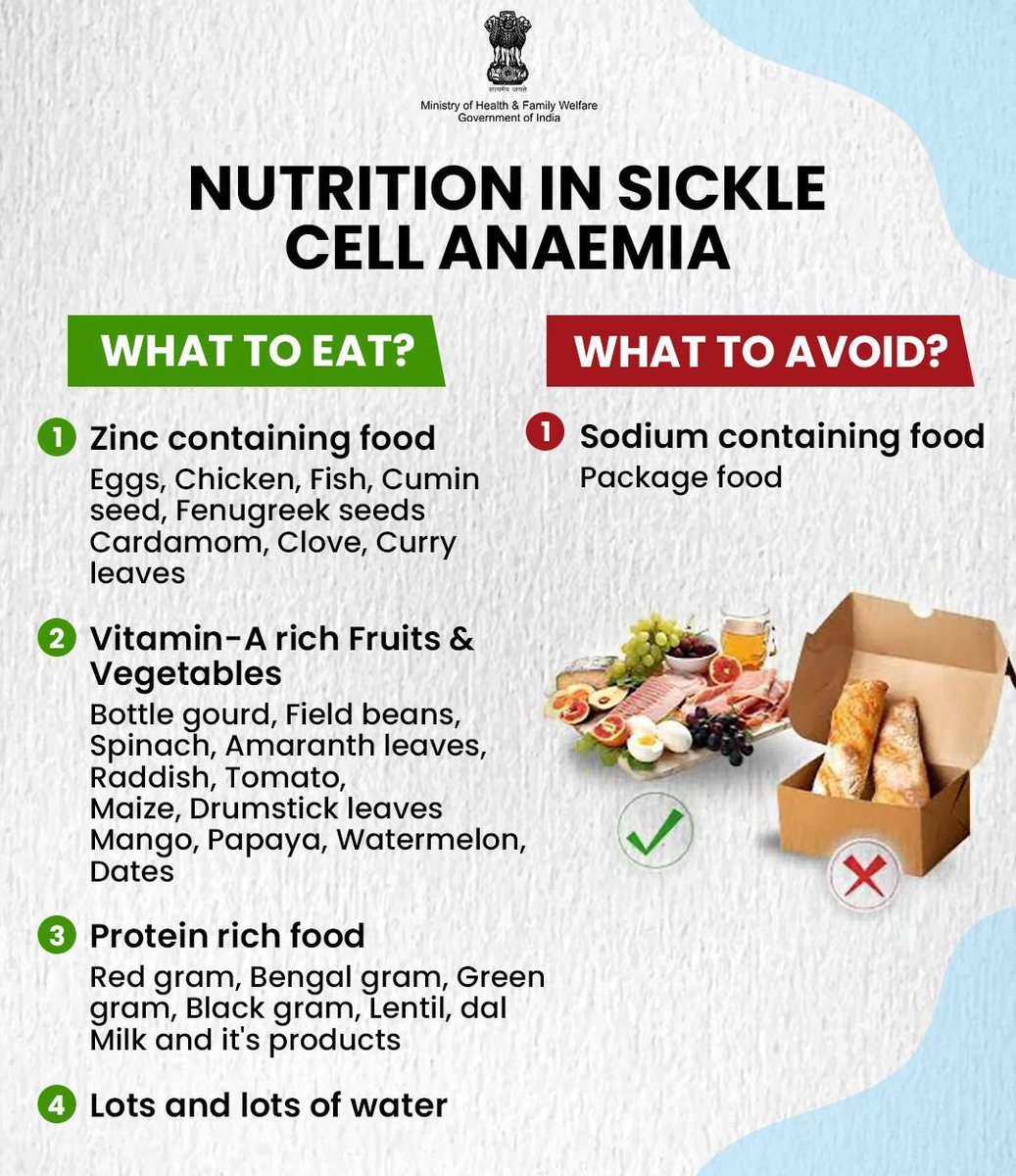 #SickleCellAwareness | Manage sickle cell anaemia effectively with a balanced and nutritious diet!

 Focus on incorporating iron-rich foods, vitamins, and hydration to help manage symptoms and improve quality of life.
