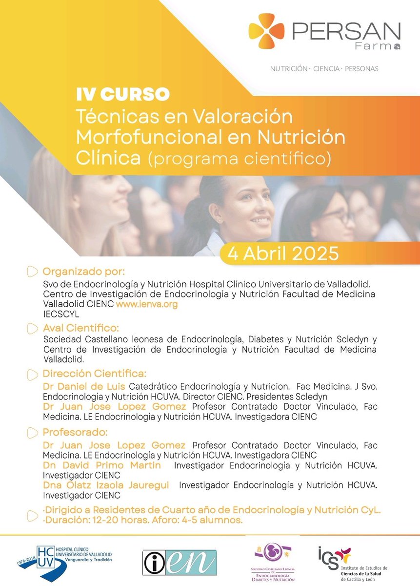 SCLEDyN (@scledyn) on Twitter photo ¡Hoy celebramos el IV Curso de Técnicas en Valoración Morfofuncional en Nutrición Clínica! 🧠🥦
Una formación de excelencia para R4 de Endocrinología en Castilla y León, con docentes de <a href="/endovalladolid/">EndovalladolidHCUV</a>
¡Gracias a todos los asistentes por sumarse!
#Endocrino #NutriciónClínica ¡Hoy celebramos el IV Curso de Técnicas en Valoración Morfofuncional en Nutrición Clínica! 🧠🥦
Una formación de excelencia para R4 de Endocrinología en Castilla y León, con docentes de <a href="/endovalladolid/">EndovalladolidHCUV</a>
¡Gracias a todos los asistentes por sumarse!
#Endocrino #NutriciónClínica