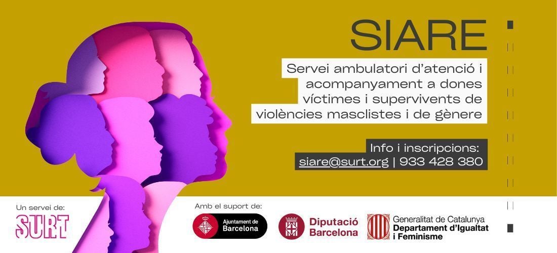Fundació Surt (@fundacio_surt) on Twitter photo Passa-ho: el #SIARE és el servei ambulatori d’atenció i acompanyament a dones víctimes i supervivents de violències masclistes i de gènere.
ℹ️ siare@surt.org | 933 428 380
🔗 buff.ly/1PMbTE6 Passa-ho: el #SIARE és el servei ambulatori d’atenció i acompanyament a dones víctimes i supervivents de violències masclistes i de gènere.
ℹ️ siare@surt.org | 933 428 380
🔗 buff.ly/1PMbTE6
