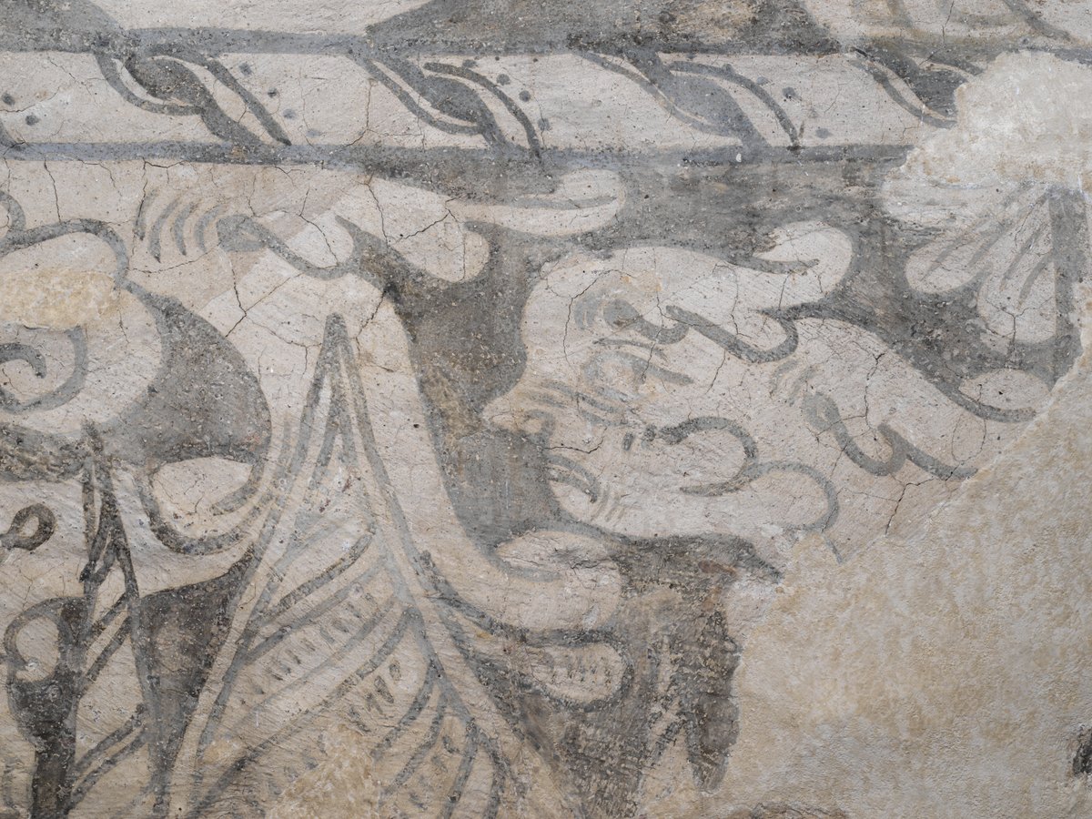These fantastical beasts from the reign of Elizabeth I have been revealed at The Ashes in Cumbria. 🤩

The Tudor hunting lodge's rare wall paintings have now received enhanced protection from us and <a href="/DCMS/">Department for Culture, Media and Sport</a>. 🙌

See more: ➡️ bit.ly/TudorWallPaint…