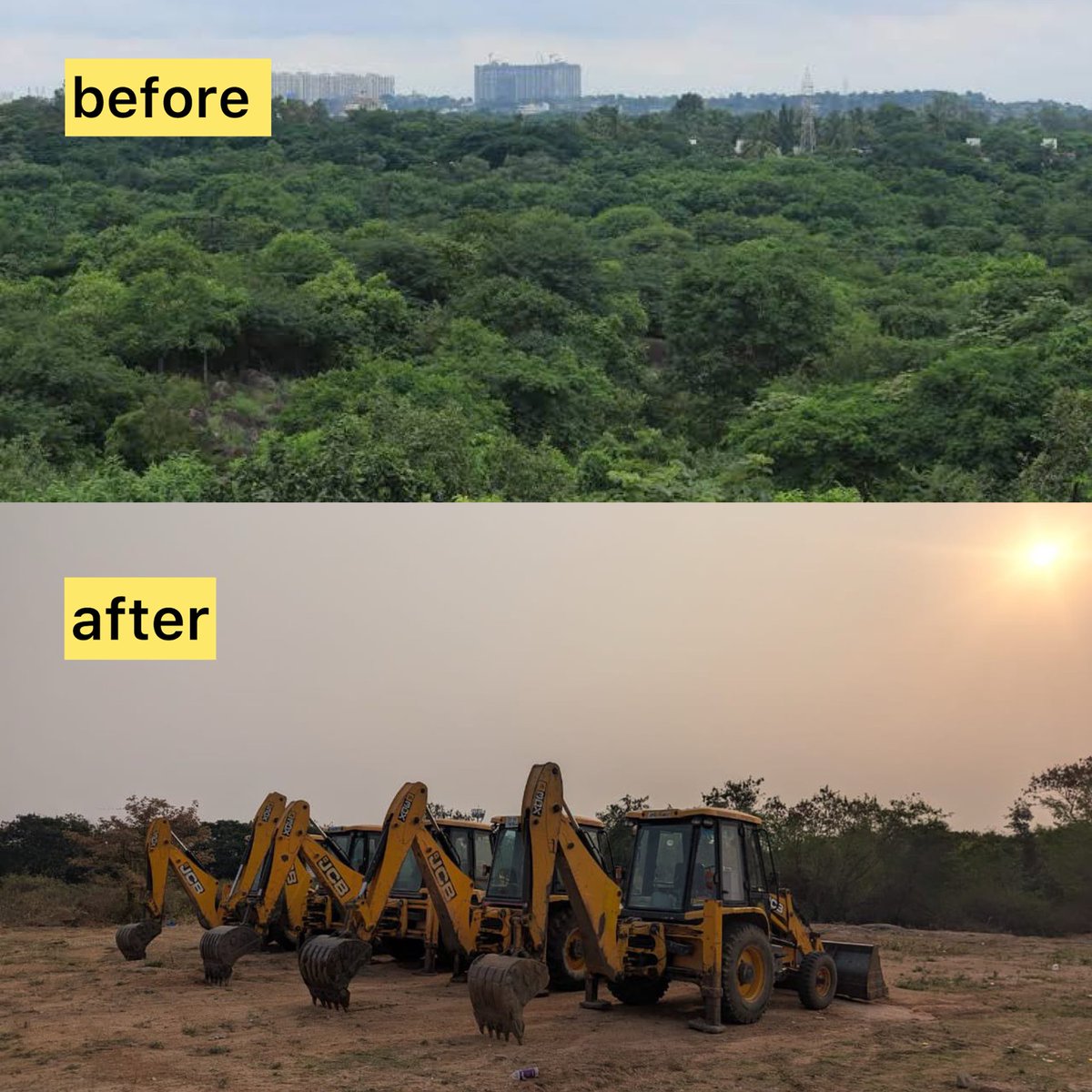 khurpenchh's tweet photo. #KanchaGachibowli 

Transition we don’t need💔 https://t.co/jsI169sL2T