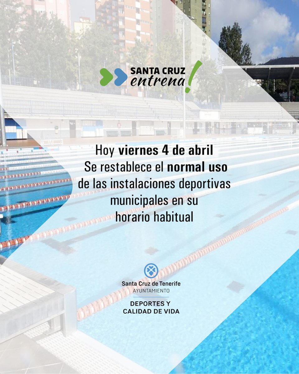 deportesctfe's tweet image. 📣 Una vez desactivado el Plan de Emergencias Municipal #PEMU en Santa Cruz, hoy viernes 4 de abril se restablece el normal uso de las instalaciones deportivas municipales en su horario habitual

#SantaCruzEntrena #InstalacionesDeportivasSC @santacruz_ayto