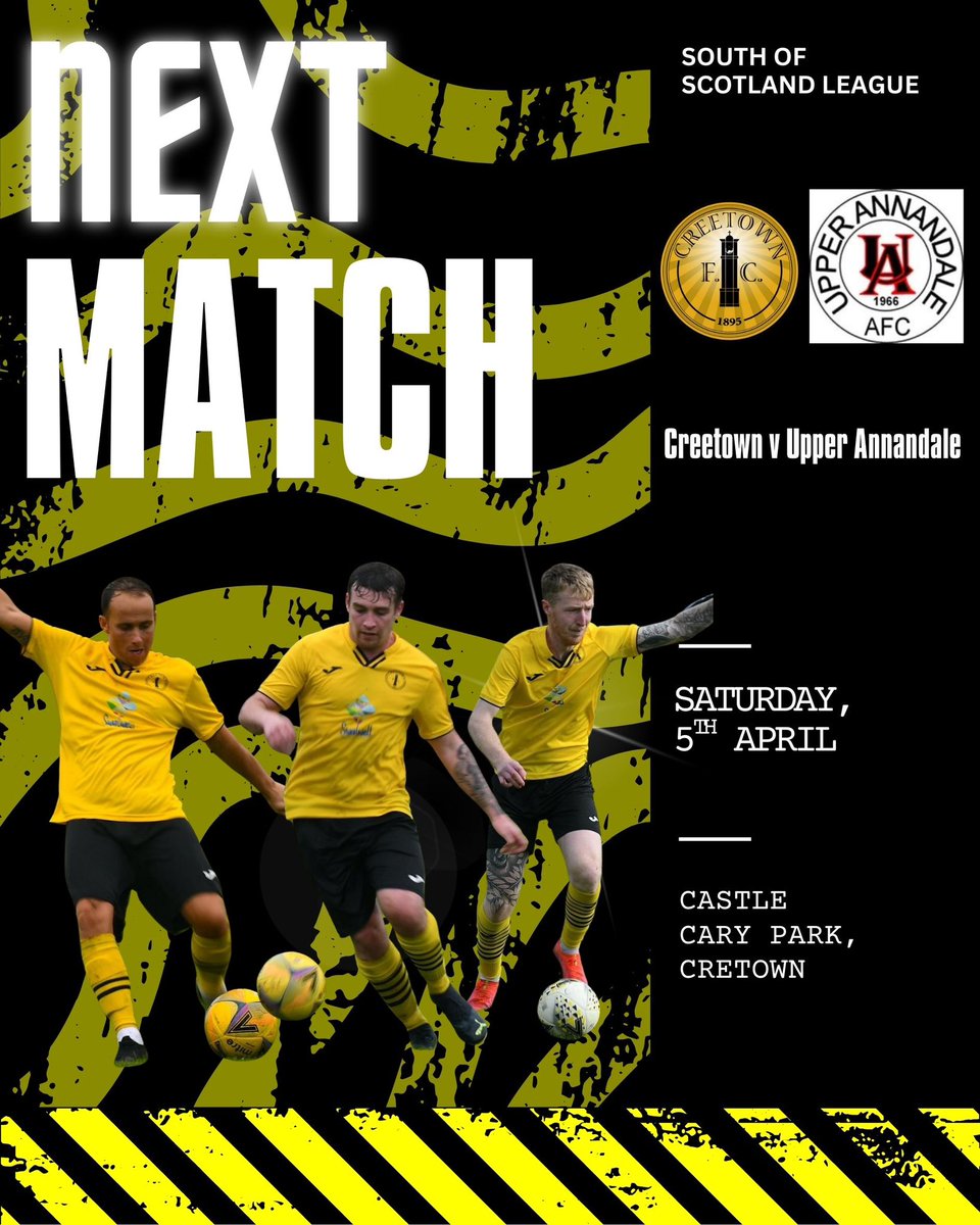 Creetown FC (@creetownfc) on Twitter photo Next up we welcome <a href="/uppers1966/">Upper Annandale FC</a> to Castle Cary Park in the <a href="/SOSFLeague/">South of Scotland Football League</a> Next up we welcome <a href="/uppers1966/">Upper Annandale FC</a> to Castle Cary Park in the <a href="/SOSFLeague/">South of Scotland Football League</a>