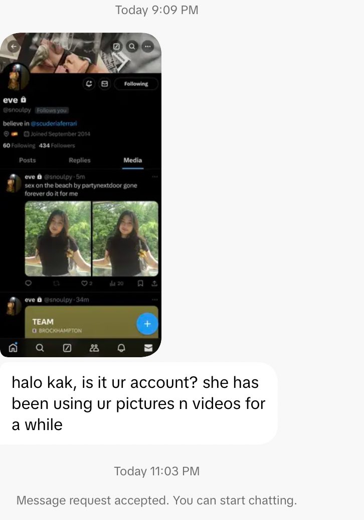 norfthern's tweet photo. ‼️‼️pls help rt 

so guys.. if you know @snoulpy she's been using my face and claiming it as hers. i'm making this tweet karena aku merasa dirugikan, biar orang-orang yang mungkin pernah bersangkutan sama dia tau juga kalo selama ini foto/video yg dia kirim itu bukan dia 🥲 https://t.co/F2K4tFrV74