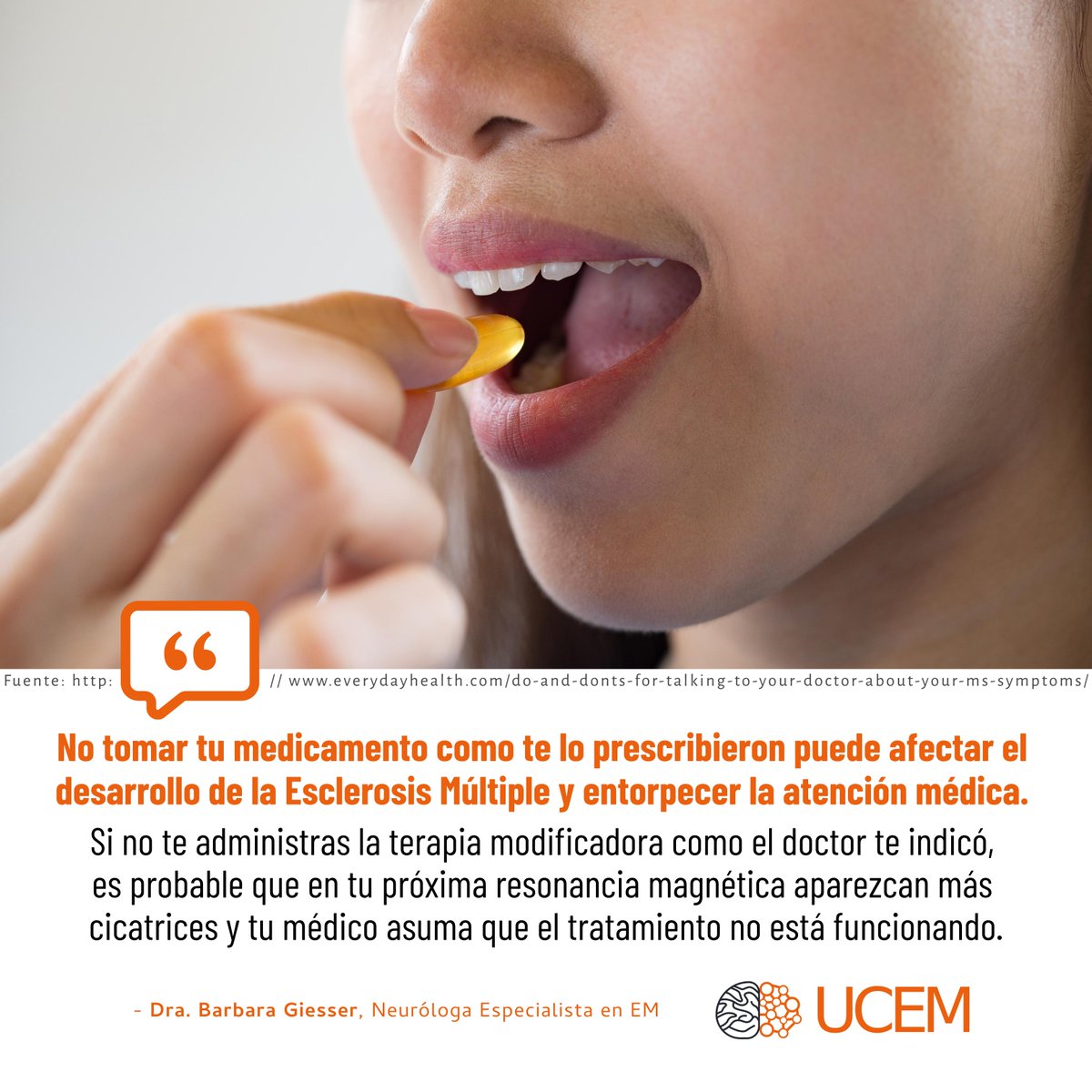 No tomar o aplicarte tu medicamento modificador de la #𝗘𝘀𝗰𝗹𝗲𝗿𝗼𝘀𝗶𝘀𝗠ú𝗹𝘁𝗶𝗽𝗹𝗲 puede afectar la progresión de la enfermedad. #NavegandoJuntosLaEM #MiDiagnósticoDeEM