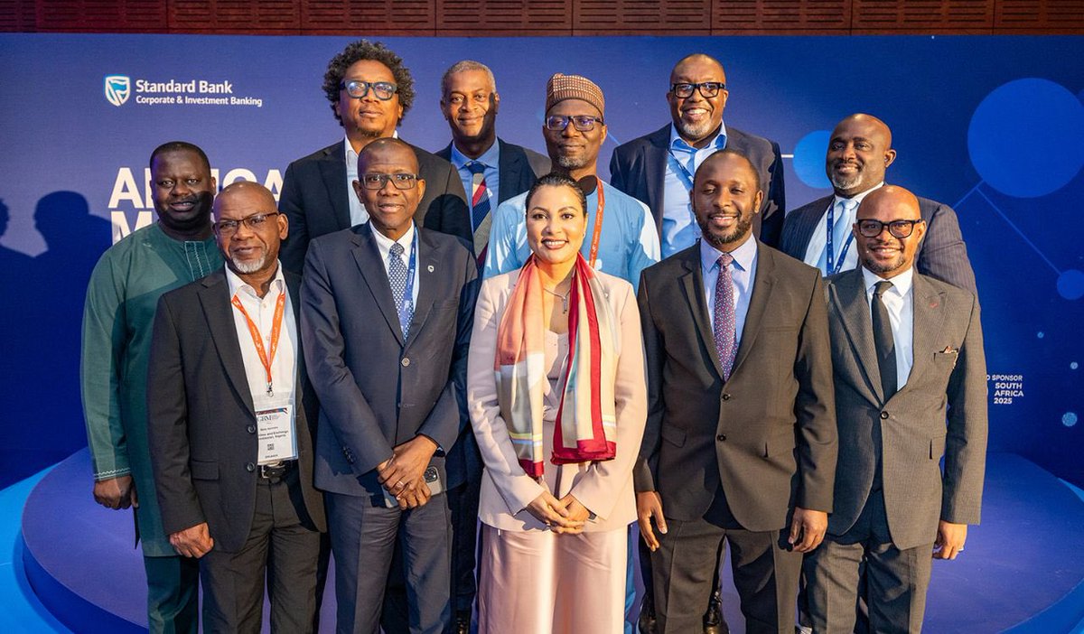cenbank's tweet photo. Unlocking Capital For Growth: L-R The Director-General, Securities and Exchange 
Commission (SEC),Dr.Emomotimi Agama,Dr. Doris Nkiruka Uzoka-Anite, and the Deputy 
Governor,Economic Policy,at the Central Bank of Nigeria (CBN), Mr. Muhammad Sani 
Abdullahi,at the Standard Bank Inaugural African Markets Conference 2025,held in Cape 
Town,South Africa,from March 23-25,2025.