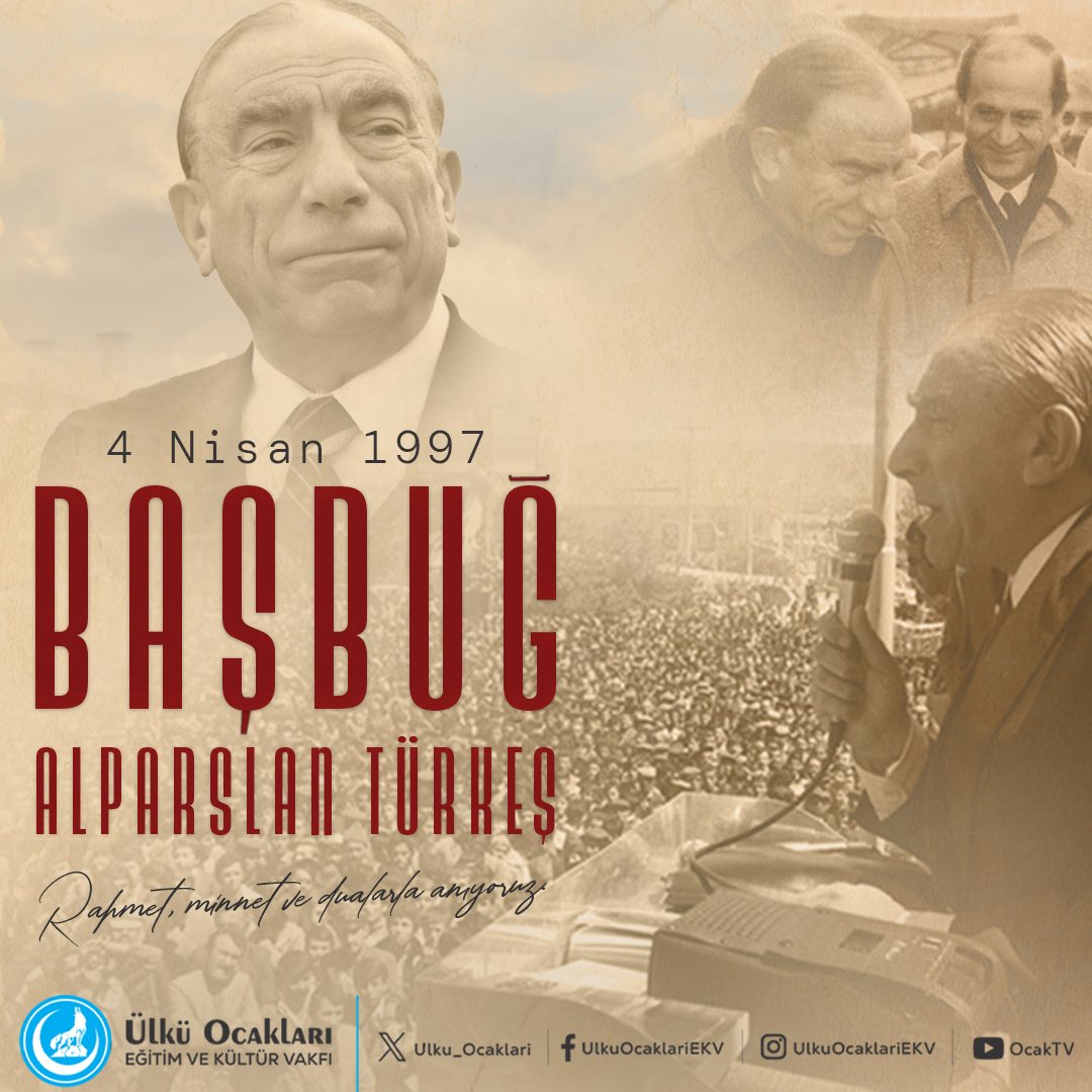 Ulku_Ocaklari's tweet photo. Vefatının 28’nci yıl dönümünde merhum Başbuğumuz #AlparslanTürkeş’i rahmet, minnet ve dualarla anıyoruz.🇹🇷 https://t.co/N4uNH8ggvR