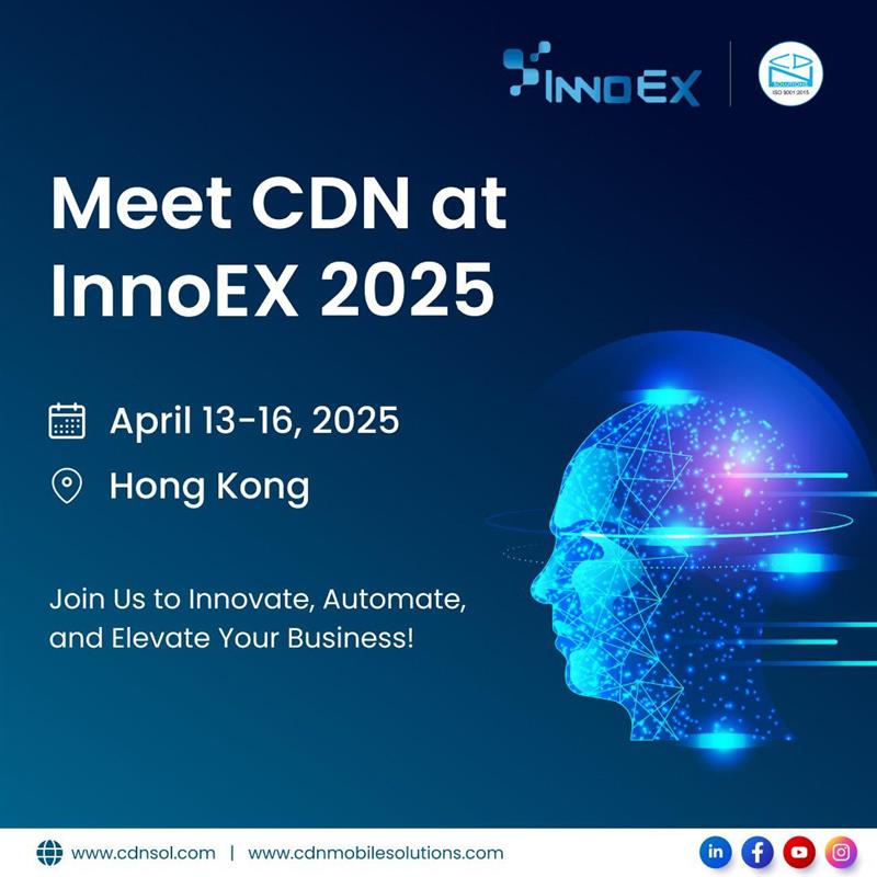🚀 Meet CDN at InnoEX 2025!

📅 April 13-16, 2025 | 📍 Hong Kong

Join us at InnoEX 2025 to explore cutting-edge AI, ML, and Custom Software Solutions that drive business innovation. Let’s Innovate, Automate, and Elevate together!

#InnoEX2025 #CDNSolutionsGroup #Innovation #AI