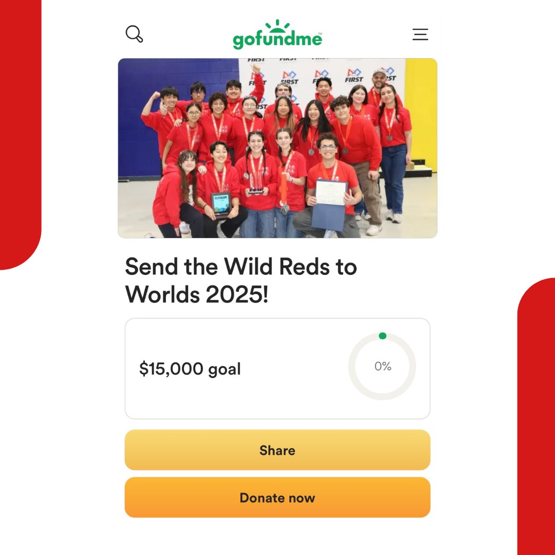 MHS Robotics Team (@mineolarobotics) on Twitter photo We’re so proud to announce that the Wild Reds are headed to the FIRST World Championships for the THIRD year in a row! Help us lower the costs for worlds, every donation makes a difference! ❤️
<a href="/MineolaUFSD/">Mineola UFSD</a> <a href="/mineolahs/">Mineola High School</a> <a href="/FIRSTLongIsland/">FIRST Long Island</a>
#FRC6806 #WildReds #EngineeringInspiration We’re so proud to announce that the Wild Reds are headed to the FIRST World Championships for the THIRD year in a row! Help us lower the costs for worlds, every donation makes a difference! ❤️
<a href="/MineolaUFSD/">Mineola UFSD</a> <a href="/mineolahs/">Mineola High School</a> <a href="/FIRSTLongIsland/">FIRST Long Island</a>
#FRC6806 #WildReds #EngineeringInspiration