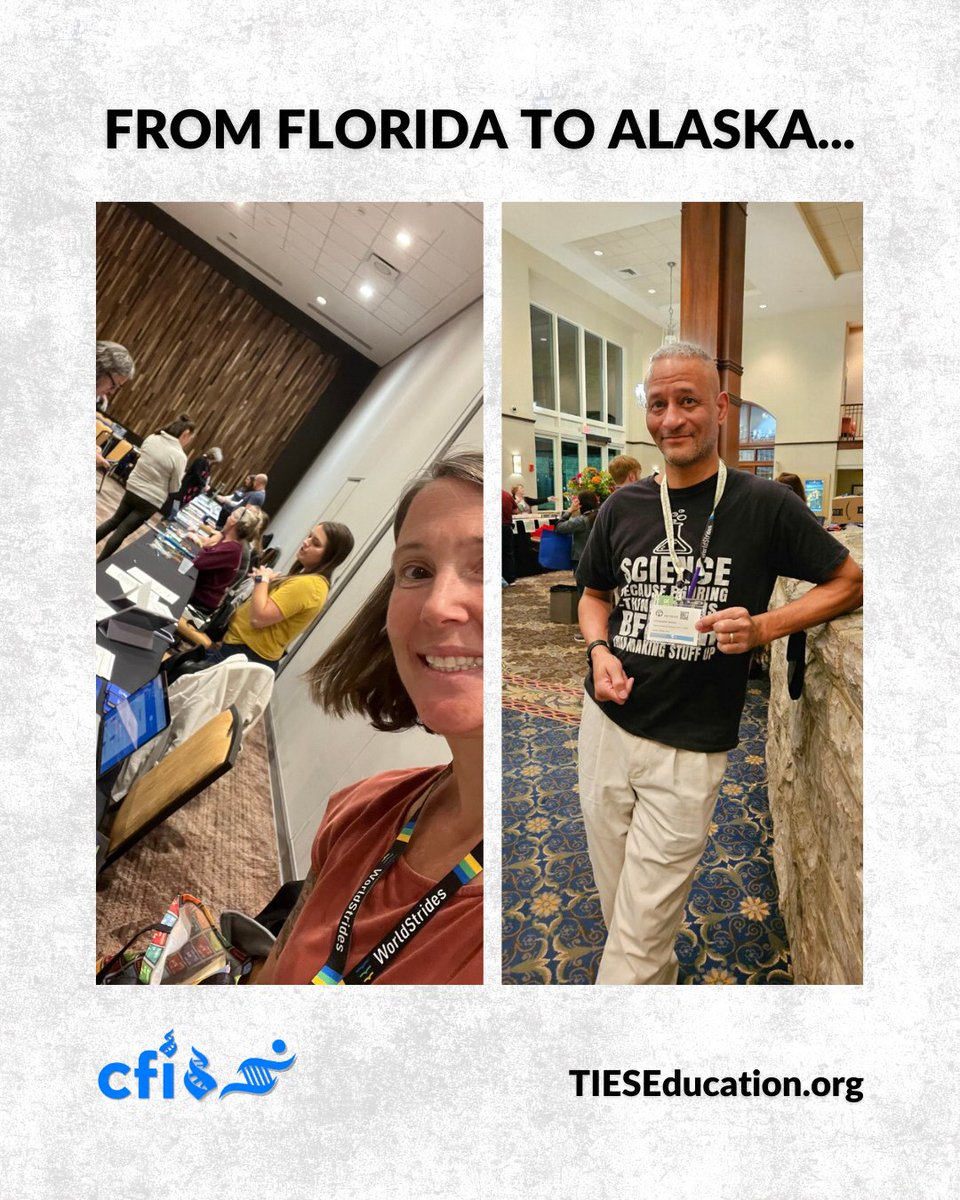 center4inquiry's tweet image. 10 years ago, one teacher decided “winging it” wasn’t good enough.

Now @rdfrsTIES is in all 50 states—giving teachers real tools to teach evolution.

Built by educators. Backed by science. Powered by reason.

🔗 Learn more about #TIES: ow.ly/OTGN50VunFX

#TeachScience