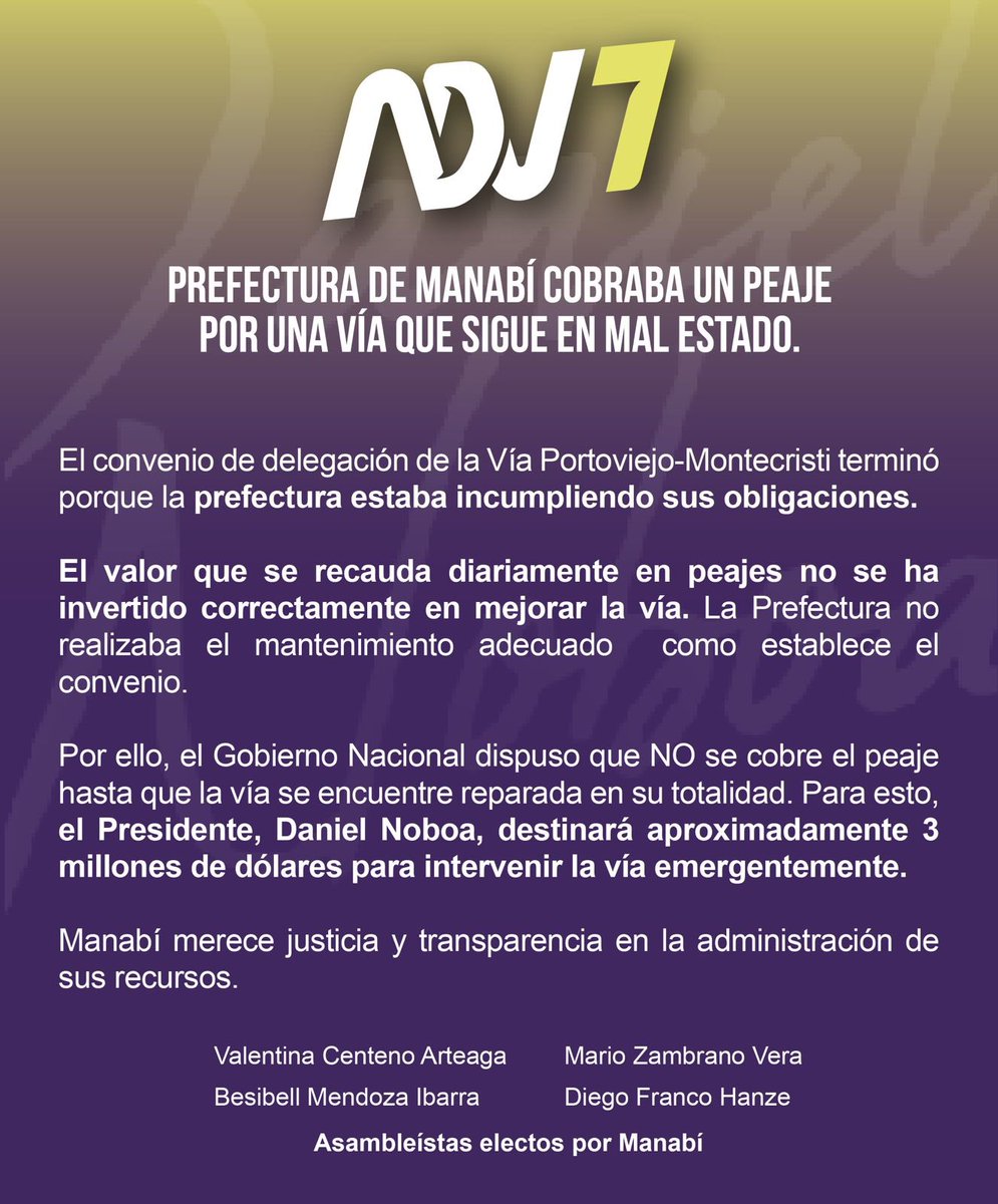 ¡Manabí merece justicia y transparencia en la administración de sus recursos!

@diegomfh88 <a href="/besibellmendoza/">Besibell Mendoza</a> @mario_zam18 

<a href="/Adnecuadorok/">AdnEcuadorOk</a> 

<a href="/RobertoLuqueN/">Roberto Luque</a>