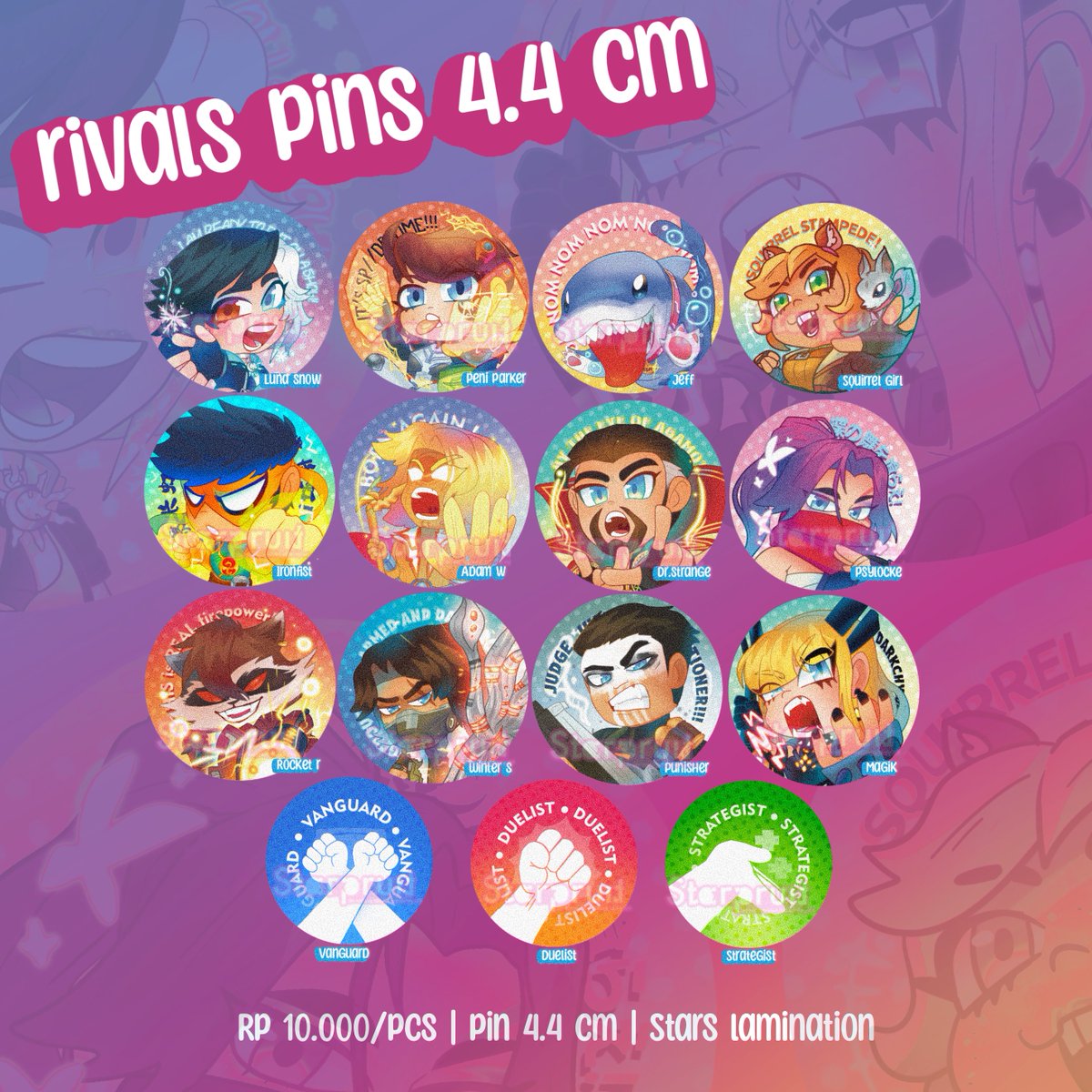 starpruit's tweet image. RT and share are appreciated✨(indo only)
Sticker dan pin rivals sudah ter-up Di shopee!!
Terbaru Jeff, ironfist, winter s, punisher, roles (tank, healer, dps) dan masih banyak lagi 😁👍!
Pin: id.shp.ee/Ch151vi
Sticker: id.shp.ee/LToq1no