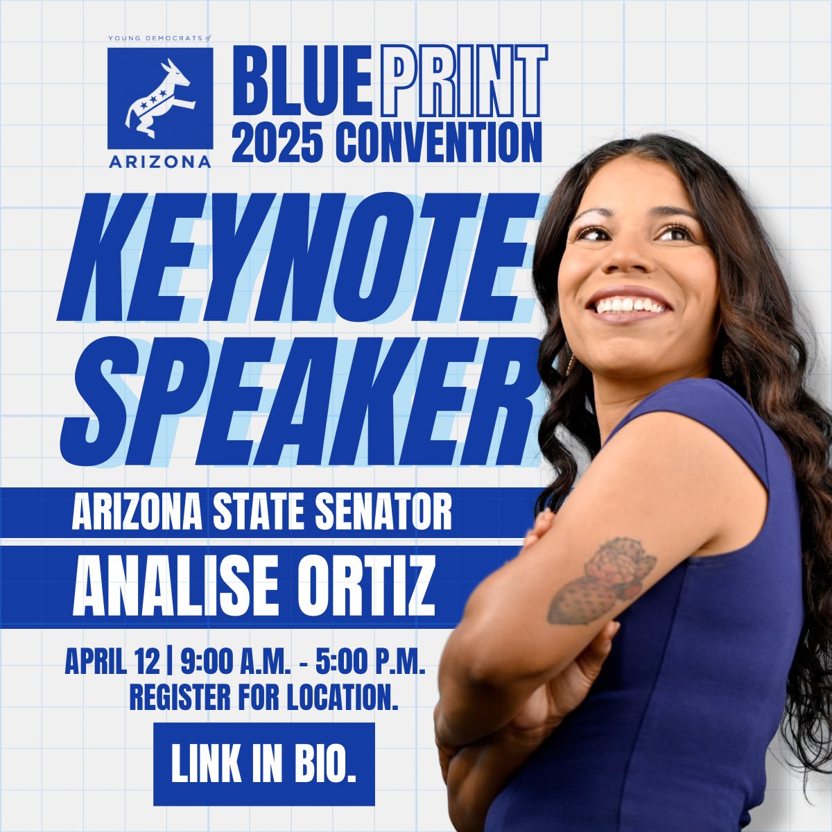 Young Democrats of Arizona (@ydaz) on Twitter photo The Young Democrats of Arizona are thrilled to welcome <a href="/SenAnaliseOrtiz/">Sen. Analise Ortiz (@senanaliseortiz.bsky.social)</a> as our keynote speaker for BLUEprint—our 2025 statewide convention!
Be part of our biggest convention yet. Register now: docs.google.com/forms/d/1MHYDh… The Young Democrats of Arizona are thrilled to welcome <a href="/SenAnaliseOrtiz/">Sen. Analise Ortiz (@senanaliseortiz.bsky.social)</a> as our keynote speaker for BLUEprint—our 2025 statewide convention!
Be part of our biggest convention yet. Register now: docs.google.com/forms/d/1MHYDh…