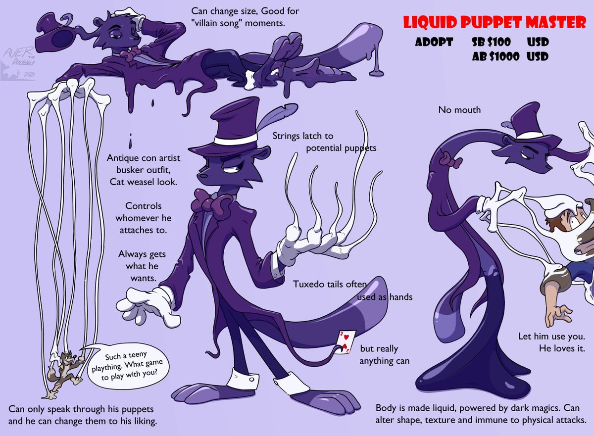 Reminder I use Bluesky, Telegram and FA, but I did want to share my latest adoptable auction.  furaffinity.net/view/60445541/