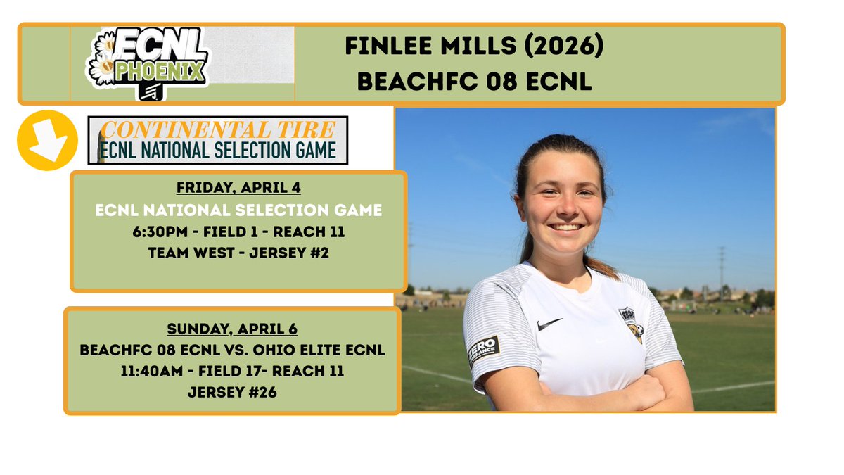 ECNL Phoenix showcase this weekend. Excited to play in the National Selection Game (#2) on Friday and then with BeachFC08 ECNL (#26) on Sunday. 🌵🌼🏜️