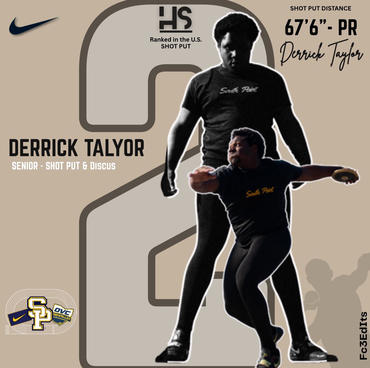 Derrick Taylor - Shot Put &amp; Discus - 2025
Everytime this young man goes out he sets another the record! This former football star is Coached by SP Hall of Famer &amp; Legend Rusty Smith!  

Derrick has over 10+ D1 OFFERS from some of the top Track and Field Universities in the