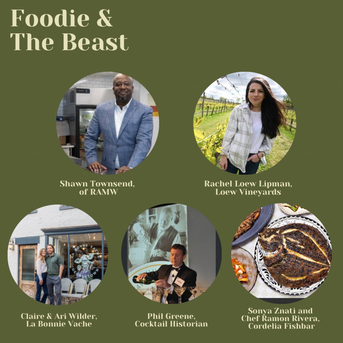 #ICYMI on #FoodieAndTheBeast: Stirring the pot &amp; dishing it all out 🎙️

<a href="/shawnjtownsend/">Shawn Townsend</a> (<a href="/RAMWdc/">RAMW</a>) | Rachel Lipman (#LoewVineyards) | Claire &amp; Ari Wilder (#LaBonneVache) | <a href="/philipgreene/">Philip Greene</a> | Sonya Znati &amp; Ramon Rivera (#CordeliaFishbar)
thelistareyouonit.com/-this-week-on-…