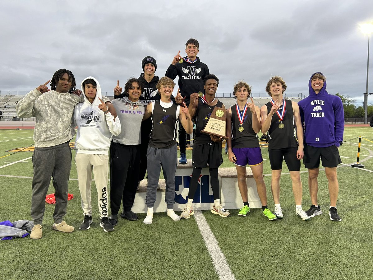 Ladies and gentlemen, let’s add another DISTRICT CHAMPION post to the feed!
Wylie boys track claim the gold today too! Congrats!