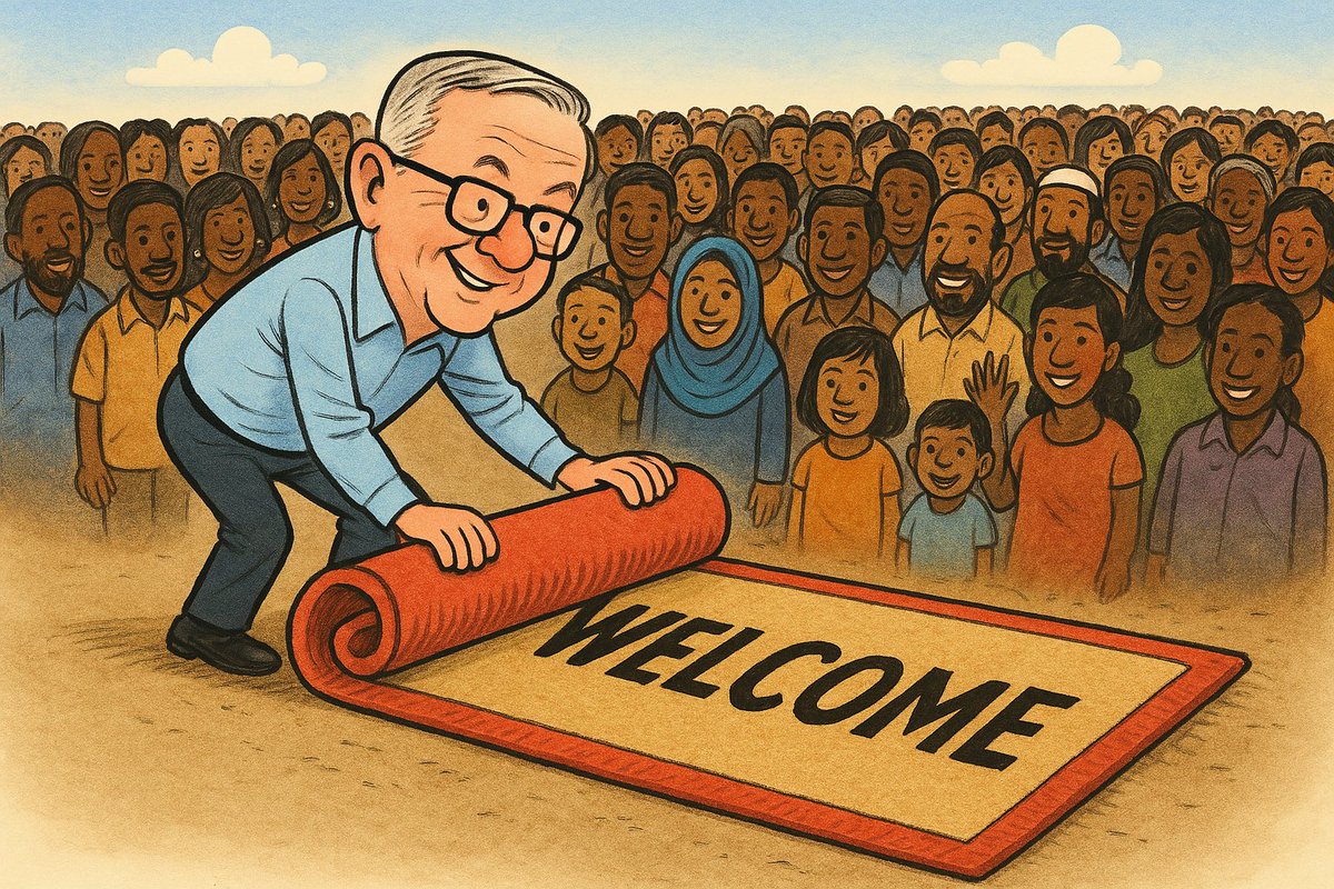 🇦🇺🔥 The Albanese Labor Government has unleashed the biggest wave of mass immigration in Australia’s history.

This isn’t growth. It’s collapse.

A 25-post MEGA THREAD 🧵 on how Australia’s economy, culture &amp; democracy are being dismantled—one visa at a time:

1/25